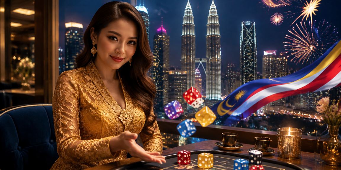 Pengguna wanita Malaysia bermain permainan dadu dan kasino dalam talian bergaya kebaya cuci22